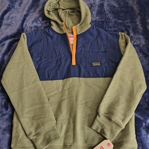 Levi's Blue and Green Sweatshirt Pullover Hoodie Logo